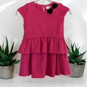 Kate Spade Dress Girl's‎ Hot Pink Layered Ruffle Skirt Bow Short Sleeve 5Y